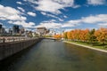 Waterfont in Montreal in fall Royalty Free Stock Photo