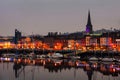 Waterford, Ireland. Panoramic view of a cityscape at night Royalty Free Stock Photo