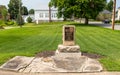 Waterford, Pennsylvania, USA August 1, 2023 A historical marker for the boyhood home of Colonel Strong Vincent