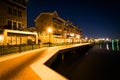 Waterfront apartment building at night, in Canton, Baltimore, Ma Royalty Free Stock Photo