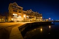 Waterfront apartment building at night, in Canton, Baltimore, Ma Royalty Free Stock Photo