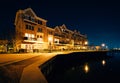 Waterfront apartment building at night, in Canton, Baltimore, Ma Royalty Free Stock Photo