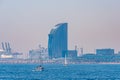 Waterfront of Barcelona dominated by Hotel W designed by Ricardo Bofill, Spain Royalty Free Stock Photo