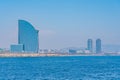 Waterfront of Barcelona dominated by Hotel W designed by Ricardo Bofill, Spain Royalty Free Stock Photo