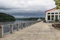 Waterfront boardwalk at the Saguenay River in Chicoutimi Quebec Canada