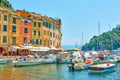 Waterfront and boats in the harbour in Portofino