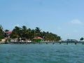 Waterfront with colorful houses at Caye Caulker, Belize Royalty Free Stock Photo