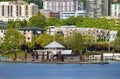 Waterfront condominiums and businesses. Royalty Free Stock Photo