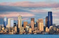 Waterfront downtown skyline view in Seattle WA USA Royalty Free Stock Photo