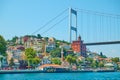 Waterfront and Bridge over Bosporus in Istanbul Royalty Free Stock Photo