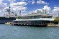 The waterfront Fish Market restaurant and skyline of San Diego, CA Royalty Free Stock Photo