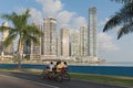 Waterfront in front of the skyline in panama city