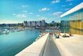 Waterfront and harbour with yachts and boats. Scenic view from r Royalty Free Stock Photo