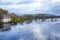 Waterfront of historic Downtown along the Kennebec River, Augusta, Maine Royalty Free Stock Photo