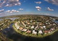 Waterfront homes aerial view Royalty Free Stock Photo