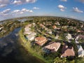 Waterfront homes aerial view Royalty Free Stock Photo