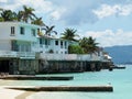 Waterfront Homes Behind Breakwall in Montego Bay, Jamaica Royalty Free Stock Photo
