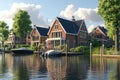 Waterfront Homes with Boats Docked in a Canal Royalty Free Stock Photo