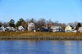 The waterfront homes by the canal near Chesapeake City, Maryland, U.S Royalty Free Stock Photo