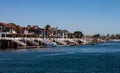 Waterfront homes on Newport Beach harbor in California Royalty Free Stock Photo