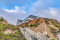 Waterfront house and mountain to beach stairs in scenic San Diego California Royalty Free Stock Photo