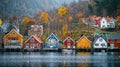 Waterfront Houses in Autumn Royalty Free Stock Photo
