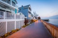 Waterfront houses and boardwalk, in North Beach, Maryland.