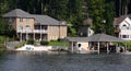 Waterfront Houses with Boathouse Royalty Free Stock Photo