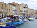 Waterfront houses and small boats Royalty Free Stock Photo