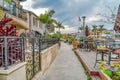 Waterfront houses and walkway along the dreamy canal in Long Beach California Royalty Free Stock Photo