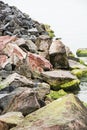 Waterfront of lake Balaton, stones and water Royalty Free Stock Photo