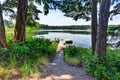 Waterfront lake with small pier. Perfect water view