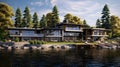 waterfront luxury lake home Royalty Free Stock Photo