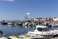 Waterfront at Marshal Tito Street, port for boats and passenger ferries, Porec, Croatia, Istria Royalty Free Stock Photo