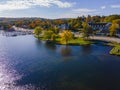 Meredith aerial view in fall, New Hampshire, USA Royalty Free Stock Photo