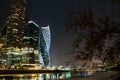 Waterfront near Moscow City at winter night Royalty Free Stock Photo