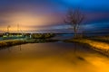 The waterfront at night, in Havre de Grace, Maryland. Royalty Free Stock Photo