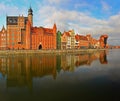 Old City in Gdansk with harbor canal