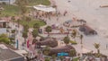 Waterfront overview Jumeirah Beach Residence JBR skyline aerial timelapse