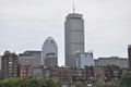 Waterfront Panorama with Prudential Tower from Boston in Massachusettes State of USA Royalty Free Stock Photo