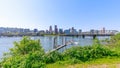 Waterfront Park with Hawthorne Bridge on the Willamette River in downtown Portland, Oregon Royalty Free Stock Photo