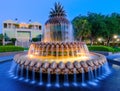 Waterfront Park Pineapple Fountain, Dawn. Charleston, SC. Royalty Free Stock Photo