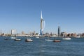 Blue sky over Portsmouth waterfront, England UK