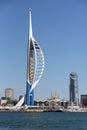 Blue sky over Portsmouth waterfront, England UK