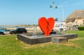 Waterfront promenade of Terrasini with installation Broken Heart, province of Palermo, Sicily
