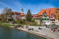 Waterfront promenade with a view of the Carmelite Monastery in Rottenburg am Neckar