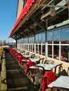 Waterfront restaurant patio in Richmond, BC, Canada Royalty Free Stock Photo