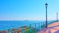 Waterfront with retro street lights in Genova Nervi