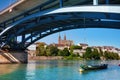 Waterfront of Rhine and Wettstein Bridge in Basel