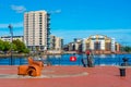 Waterfront of Roath lock in Cardiff, Wales